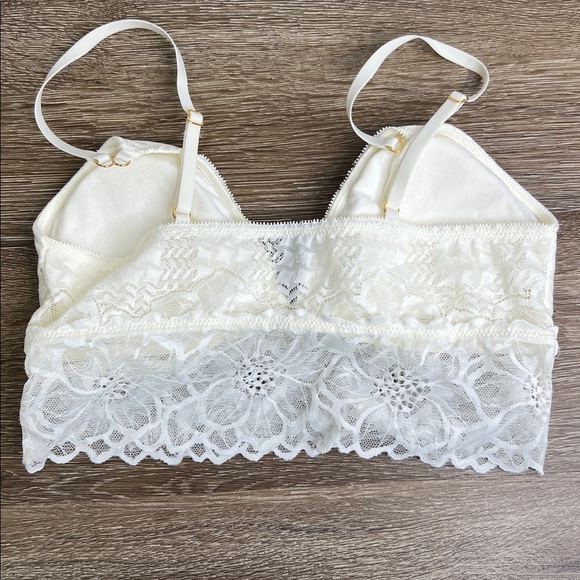 Aerie Lace Longline Bralette Set – White & Burgundy | Size S/P - Picture 5 of 9